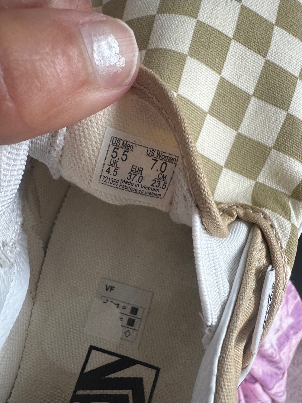 Vans Unisex Slip-On Checkerboard Sneakers in Beige and White mens 5.5/7 women’s - Picture 5 of 5
